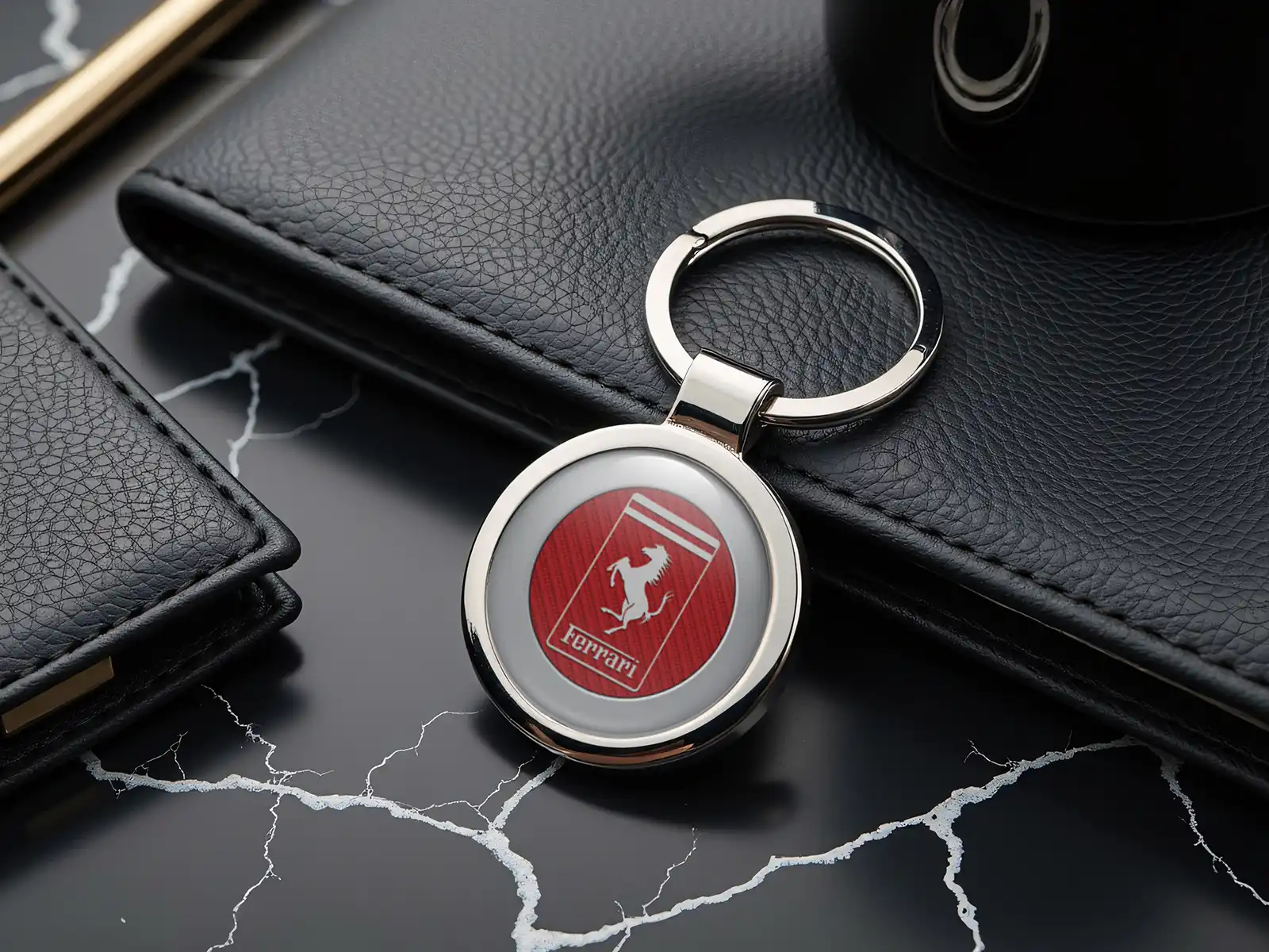 Ferrari Porte-clés Luxe Acier Inoxydable Premium